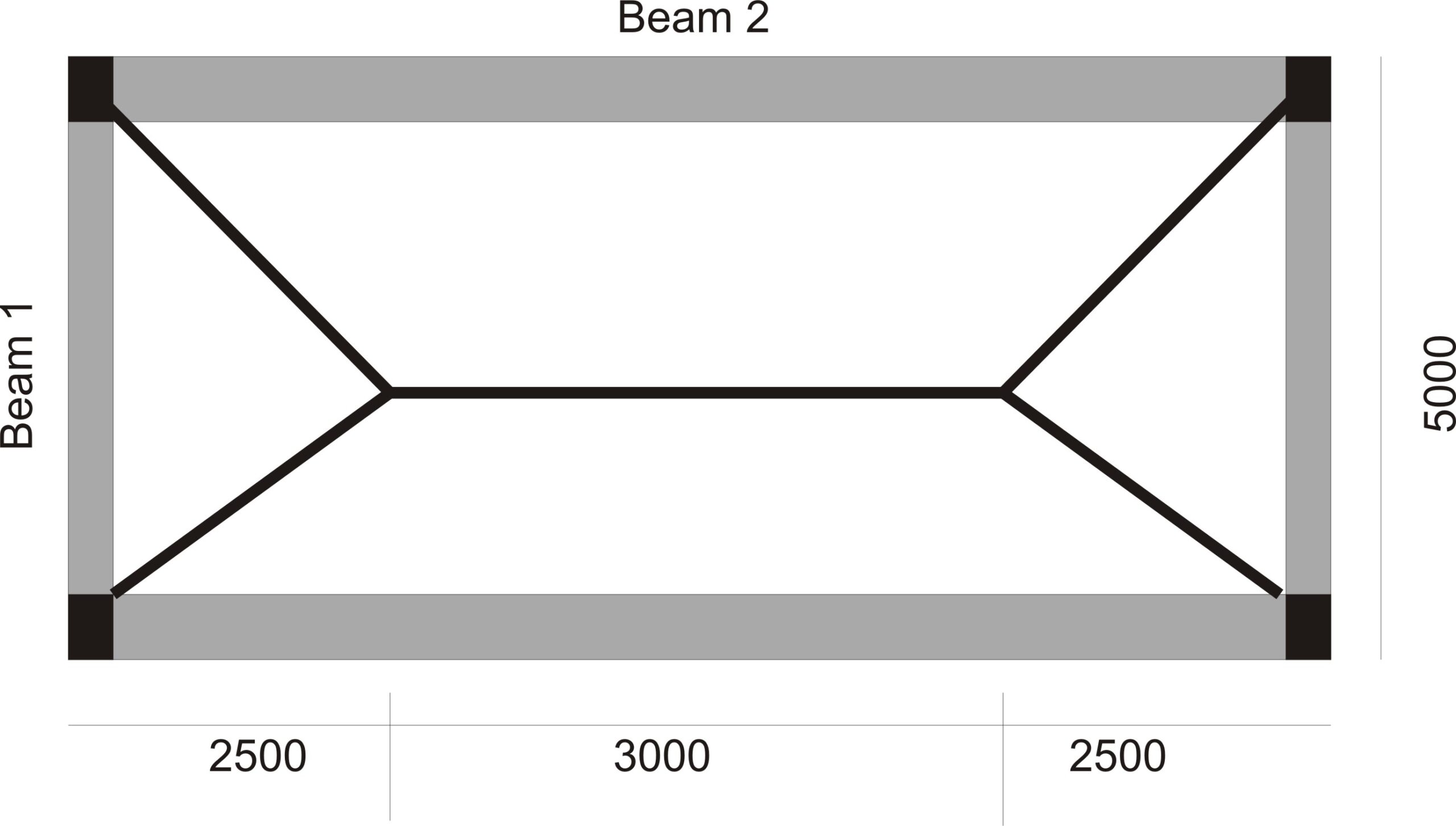 Yield line pattern showing tributary area distributing Slab loads to supporting beams