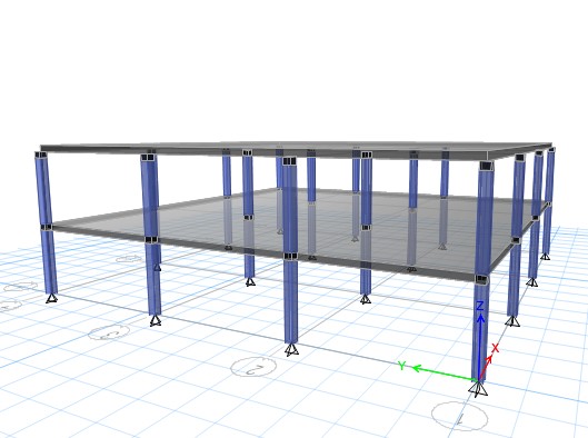 3D model of structure with flat slab